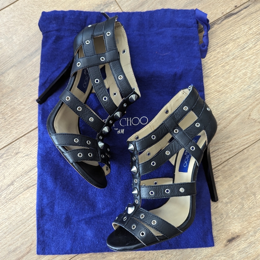 Jimmy Choo x H&M Black Rivet Heels Size 37